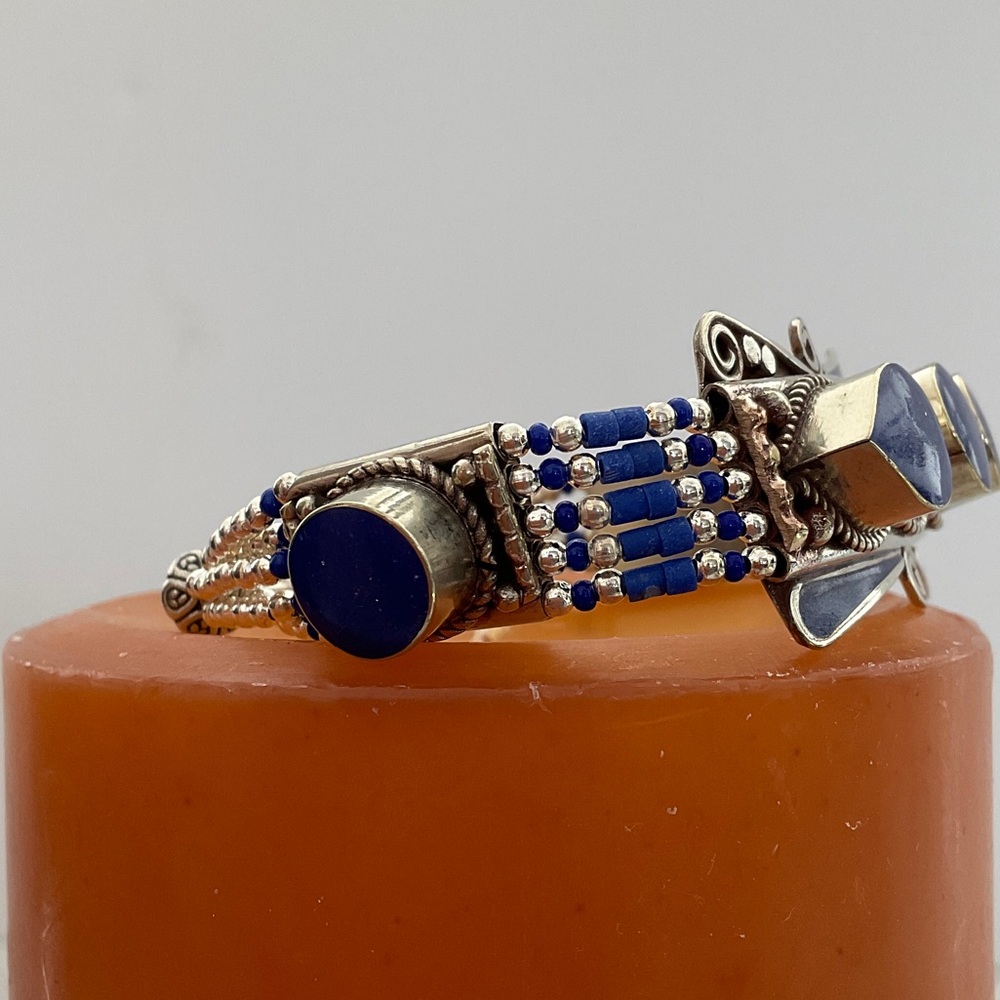 NWOT TIBETAN SILVER LAPIS Blue HAND CRAFTED Women's Bracelet - Picture 4 of 7